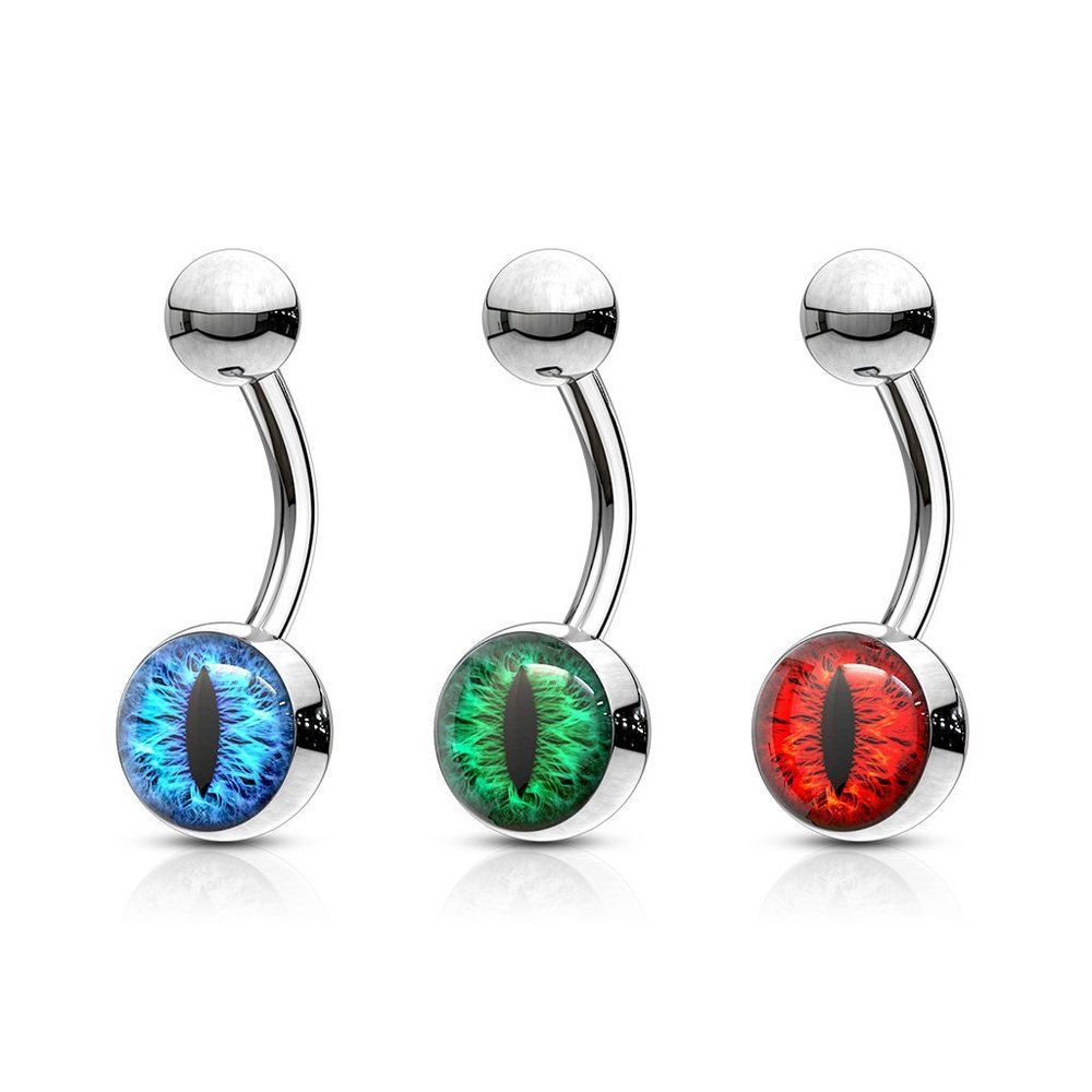Snake Eye Inlaid 316L Surgical Steel Belly Button Navel Rings